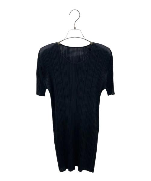PLEATS PLEASE（プリーツプリーズ）PLEATS PLEASE (プリーツプリーズ) プリーツ半袖カットソー ブラック サイズ:3の古着・服飾アイテム