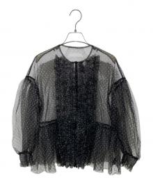 UNITED ARROWS（ユナイテッドアローズ）の古着「チュールフリルブラウス」｜ブラック
