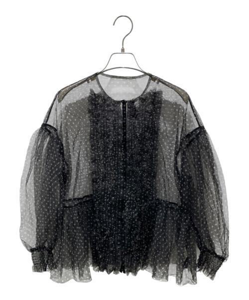 UNITED ARROWS（ユナイテッドアローズ）UNITED ARROWS (ユナイテッドアローズ) チュールフリルブラウス ブラック サイズ:FREEの古着・服飾アイテム