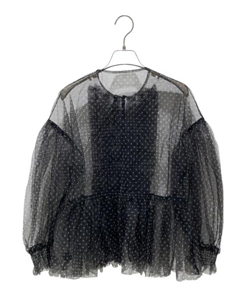 UNITED ARROWS（ユナイテッドアローズ）UNITED ARROWS (ユナイテッドアローズ) チュールフリルブラウス ブラック サイズ:FREEの古着・服飾アイテム