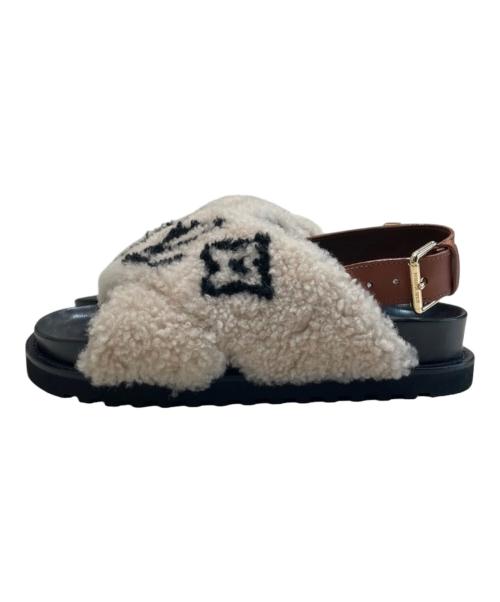 LOUIS VUITTON（ルイ ヴィトン）LOUIS VUITTON (ルイ ヴィトン) パセオライン ボア サンダル アイボリー×ブラック サイズ:35 1/2の古着・服飾アイテム
