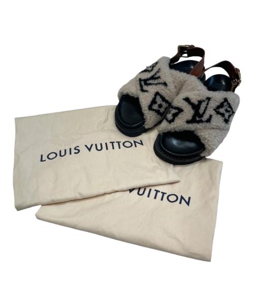 LOUIS VUITTON（ルイ ヴィトン）LOUIS VUITTON (ルイ ヴィトン) パセオライン ボア サンダル アイボリー×ブラック サイズ:35 1/2の古着・服飾アイテム