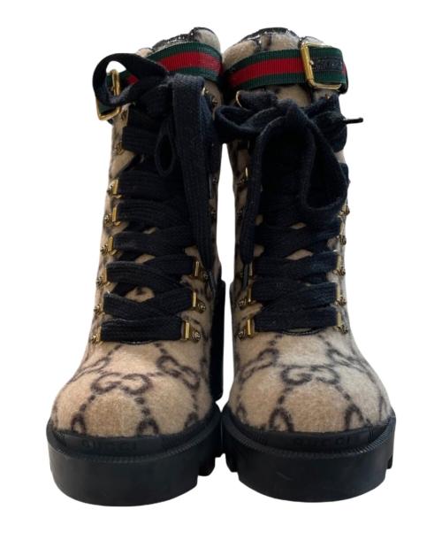 GUCCI（グッチ）GUCCI (グッチ) GG柄 シェリーライン ウール アンクルブーツ ベージュ サイズ:37の古着・服飾アイテム