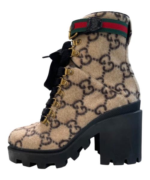 GUCCI（グッチ）GUCCI (グッチ) GG柄 シェリーライン ウール アンクルブーツ ベージュ サイズ:37の古着・服飾アイテム