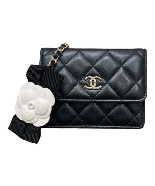 CHANEL（シャネル）CHANEL (シャネル) マトラッセ ココマーク カメリア ミニ チェーン ショルダーウォレット ブラックの古着・服飾アイテム