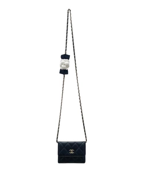 CHANEL（シャネル）CHANEL (シャネル) マトラッセ ココマーク カメリア ミニ チェーン ショルダーウォレット ブラックの古着・服飾アイテム