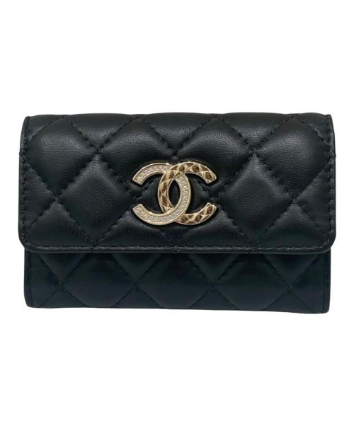 CHANEL（シャネル）CHANEL (シャネル) ココマーク マトラッセ カードケース ブラックの古着・服飾アイテム