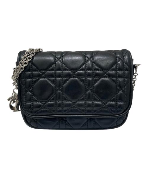Christian Dior（クリスチャン ディオール）Christian Dior (クリスチャン ディオール) レディディオール カナージュ チェーンウォレット ブラックの古着・服飾アイテム