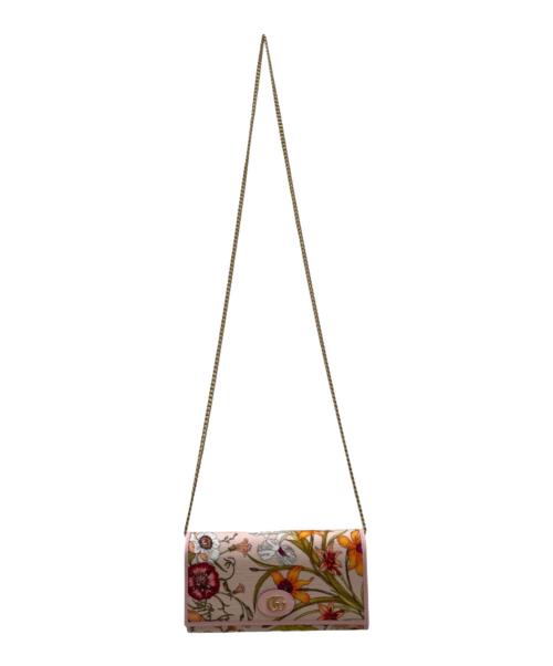 GUCCI（グッチ）GUCCI (グッチ) GGマーモント チェーンウォレット ライトピンクの古着・服飾アイテム