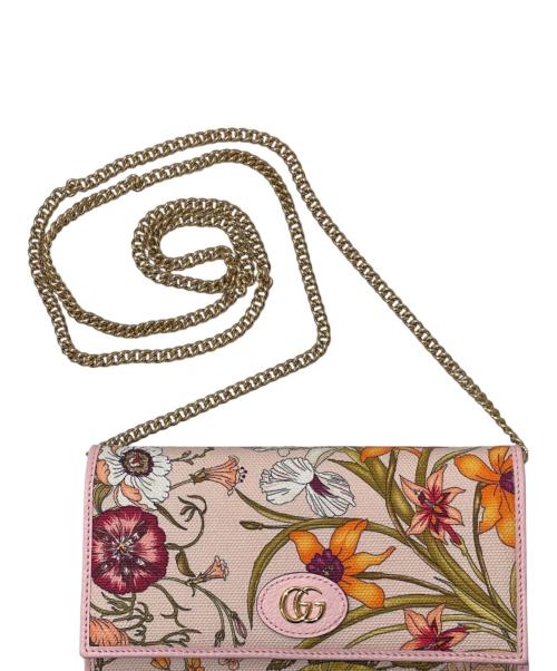 GUCCI（グッチ）GUCCI (グッチ) GGマーモント チェーンウォレット ライトピンクの古着・服飾アイテム