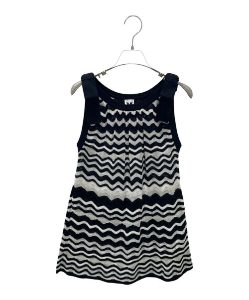 missoni（ミッソーニ）missoni (ミッソーニ) ノースリーブカットソー ホワイト×ブラック サイズ:44の古着・服飾アイテム