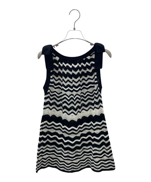 missoni（ミッソーニ）missoni (ミッソーニ) ノースリーブカットソー ホワイト×ブラック サイズ:44の古着・服飾アイテム