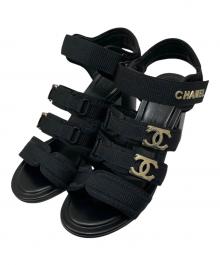 CHANEL（シャネル）の古着「ココマーク・ロゴ・テープストラップ サンダル」｜ブラック