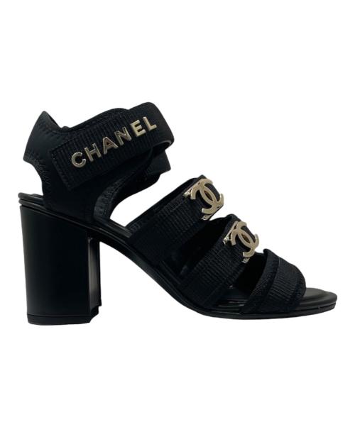 CHANEL（シャネル）CHANEL (シャネル) ココマーク・ロゴ・テープストラップ サンダル ブラック サイズ:36　1/2の古着・服飾アイテム