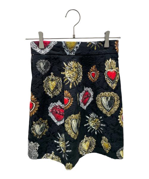 DOLCE & GABBANA（ドルチェ＆ガッバーナ）DOLCE & GABBANA (ドルチェ＆ガッバーナ) 宝石柄スカート ブラック サイズ:38の古着・服飾アイテム
