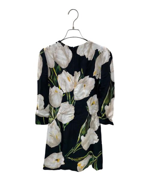 DOLCE & GABBANA（ドルチェ＆ガッバーナ）DOLCE & GABBANA (ドルチェ＆ガッバーナ) フラワーデザインワンピース ブラック サイズ:38の古着・服飾アイテム
