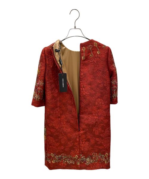 DOLCE & GABBANA（ドルチェ＆ガッバーナ）DOLCE & GABBANA (ドルチェ＆ガッバーナ) Keys and Roses Print Dress レッド サイズ:38 未使用品の古着・服飾アイテム