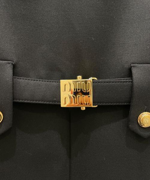 MIU MIU（ミュウミュウ）MIU MIU (ミュウミュウ) ロゴベルトドレス ブラック サイズ:36の古着・服飾アイテム