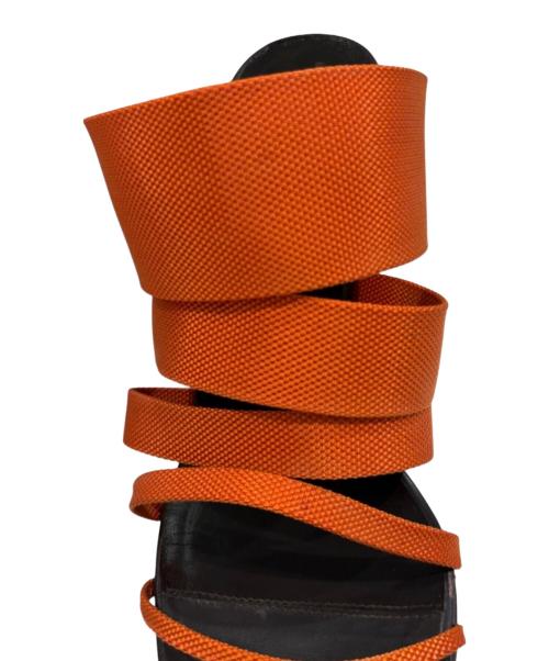 HERMES（エルメス）HERMES (エルメス) ウェッジヒールサンダル ブラウン×オレンジ サイズ:37の古着・服飾アイテム