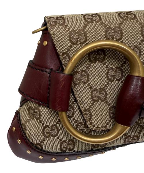 GUCCI（グッチ）GUCCI (グッチ) ホースビット チェーンショルダーバッグ ボルドー×ベージュの古着・服飾アイテム
