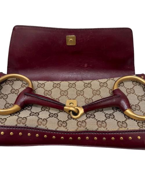 GUCCI（グッチ）GUCCI (グッチ) ホースビット チェーンショルダーバッグ ボルドー×ベージュの古着・服飾アイテム