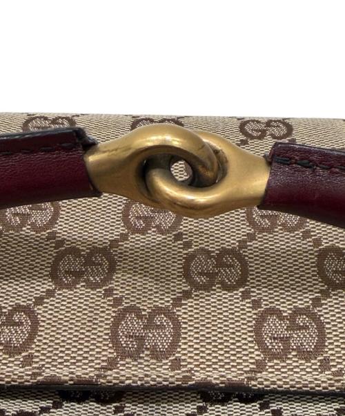 GUCCI（グッチ）GUCCI (グッチ) ホースビット チェーンショルダーバッグ ボルドー×ベージュの古着・服飾アイテム