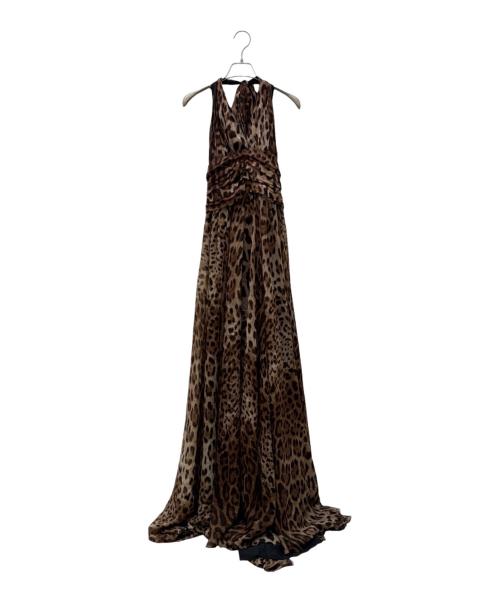 DOLCE & GABBANA（ドルチェ＆ガッバーナ）DOLCE & GABBANA (ドルチェ＆ガッバーナ) レオパード柄ノースリーブワンピース ブラウン サイズ:42の古着・服飾アイテム
