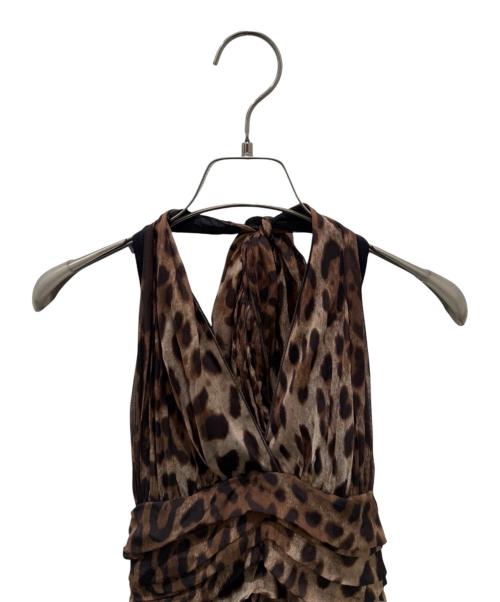 DOLCE & GABBANA（ドルチェ＆ガッバーナ）DOLCE & GABBANA (ドルチェ＆ガッバーナ) レオパード柄ノースリーブワンピース ブラウン サイズ:42の古着・服飾アイテム