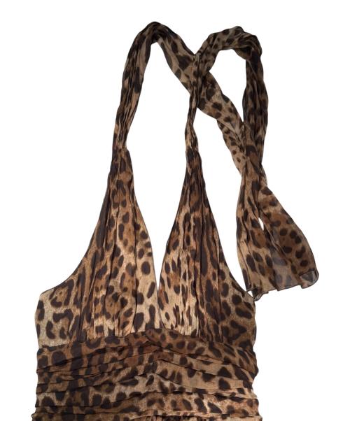 DOLCE & GABBANA（ドルチェ＆ガッバーナ）DOLCE & GABBANA (ドルチェ＆ガッバーナ) レオパード柄ノースリーブワンピース ブラウン サイズ:42の古着・服飾アイテム