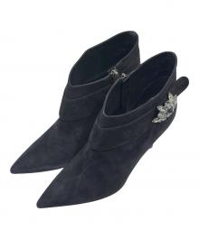 Manolo Blahnik（マノロ ブラニク）の古着「DANKA ビジュー付きヒールブーツ」｜ブラック