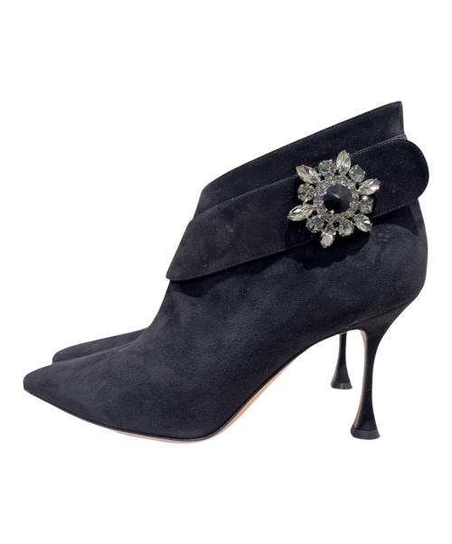 Manolo Blahnik（マノロ ブラニク）Manolo Blahnik (マノロ ブラニク) DANKA ビジュー付きヒールブーツ ブラック サイズ:37の古着・服飾アイテム