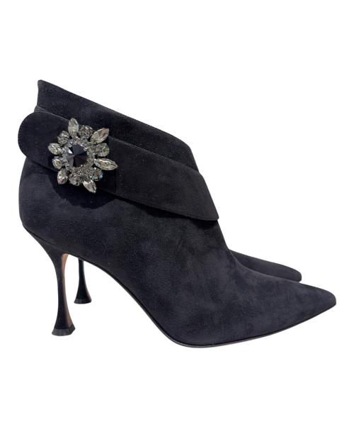 Manolo Blahnik（マノロ ブラニク）Manolo Blahnik (マノロ ブラニク) DANKA ビジュー付きヒールブーツ ブラック サイズ:37の古着・服飾アイテム