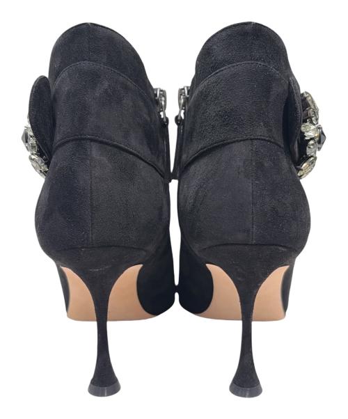 Manolo Blahnik（マノロ ブラニク）Manolo Blahnik (マノロ ブラニク) DANKA ビジュー付きヒールブーツ ブラック サイズ:37の古着・服飾アイテム