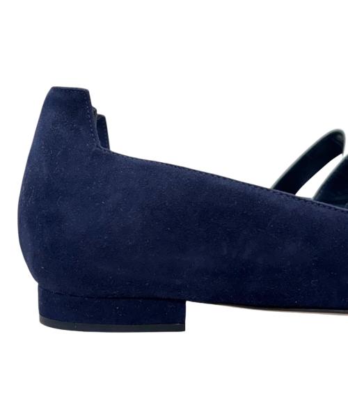 Manolo Blahnik（マノロ ブラニク）Manolo Blahnik (マノロ ブラニク) フラットパンプス ネイビー サイズ:37.5の古着・服飾アイテム