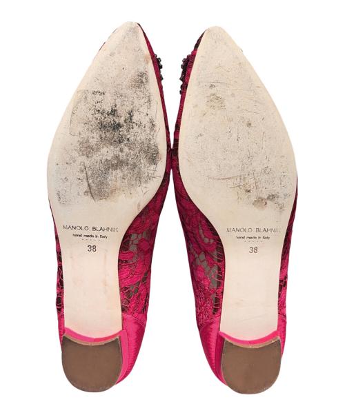 Manolo Blahnik（マノロ ブラニク）Manolo Blahnik (マノロ ブラニク) HANGISI フラットパンプス ショッキングピンク サイズ:38の古着・服飾アイテム