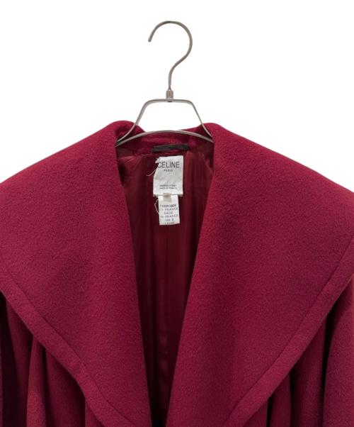 CELINE（セリーヌ）CELINE (セリーヌ) ショールカラーガウンコート レッド サイズ:36の古着・服飾アイテム