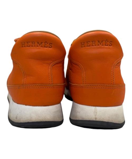 HERMES（エルメス）HERMES (エルメス) クイックHロゴ レザースニーカー オレンジ サイズ:39の古着・服飾アイテム