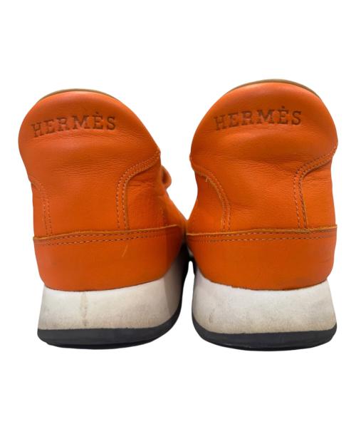 HERMES（エルメス）HERMES (エルメス) クイックHロゴ レザースニーカー オレンジ サイズ:39の古着・服飾アイテム