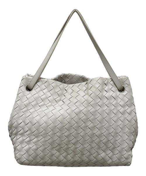 BOTTEGA VENETA（ボッテガベネタ）BOTTEGA VENETA (ボッテガベネタ) イントレチャートハンドバッグ ホワイトの古着・服飾アイテム