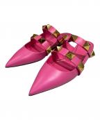 VALENTINOヴァレンティノ）の古着「ロマンスタッズ フラット ミュール（Roman Stud Flat Mules）」｜ピンク