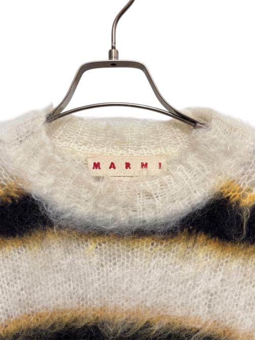 MARNI（マルニ）MARNI (マルニ) ブラッシュドモヘアボーダーニット ホワイト サイズ:44の古着・服飾アイテム