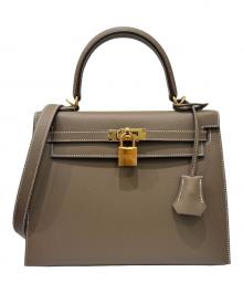 HERMES（エルメス）の古着「Kelly25 ケリー25外縫い/ヴォーエプソン/エトゥープ/ゴールド金具/K刻印：2025年製 」｜エトゥープ