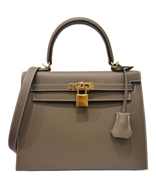HERMES（エルメス）HERMES (エルメス) Kelly25 ケリー25外縫い/ヴォーエプソン/エトゥープ/ゴールド金具/K刻印：2025年製  エトゥープ サイズ:25の古着・服飾アイテム