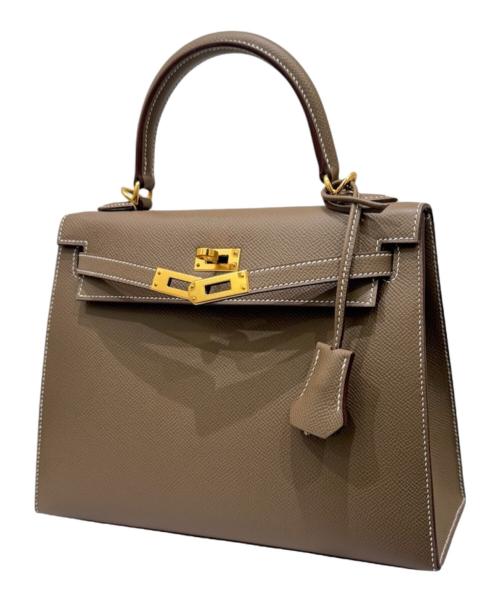 HERMES（エルメス）HERMES (エルメス) Kelly25 ケリー25外縫い/ヴォーエプソン/エトゥープ/ゴールド金具/K刻印：2025年製  エトゥープ サイズ:25の古着・服飾アイテム