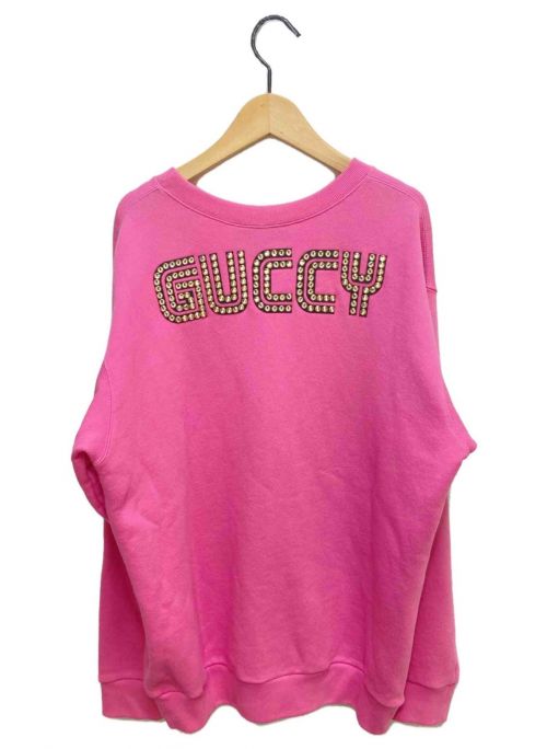 GUCCI（グッチ）GUCCI (グッチ) ビジューデザインスウェット ショッキングピンク サイズ:Mの古着・服飾アイテム