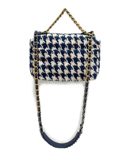 CHANEL（シャネル）CHANEL (シャネル) CHANEL19ツイードバッグ ホワイト×ネイビー サイズ:-の古着・服飾アイテム