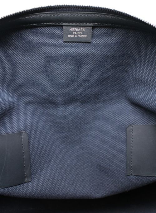 HERMES（エルメス）HERMES (エルメス) キャンバスボストンバッグ ネイビーの古着・服飾アイテム