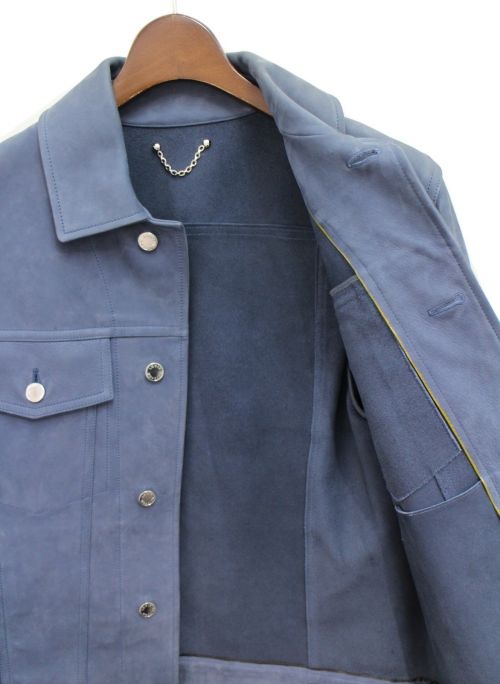 LOUIS VUITTON（ルイ ヴィトン）LOUIS VUITTON (ルイ ヴィトン) レザートラッカージャケット ブルー サイズ:Mの古着・服飾アイテム
