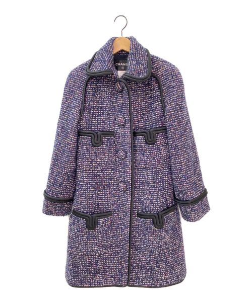 CHANEL（シャネル）CHANEL (シャネル) カシミヤ混ツイードコート ネイビー サイズ:36の古着・服飾アイテム