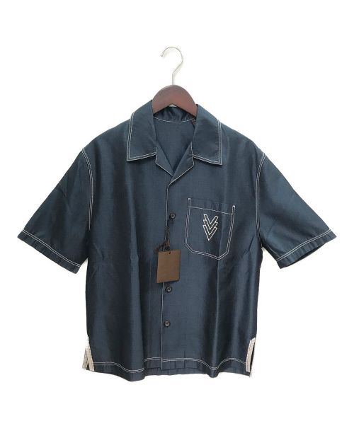 LOUIS VUITTON（ルイ ヴィトン）LOUIS VUITTON (ルイ ヴィトン) シルク半袖開襟シャツ ネイビー サイズ:Sの古着・服飾アイテム